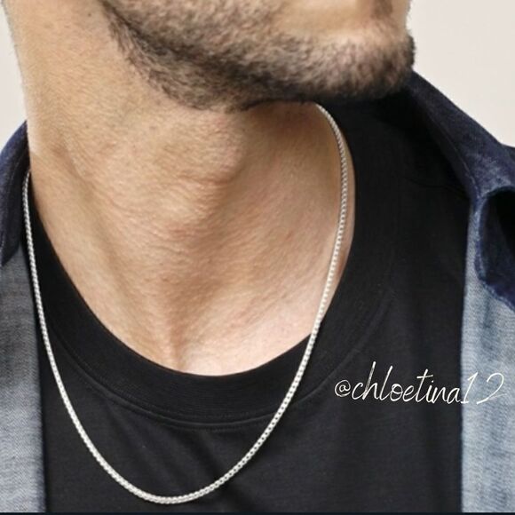 NEW Solid 925 Sterling Silver Franco Square Box Link Chain Necklace 30” - Picture 10 of 12